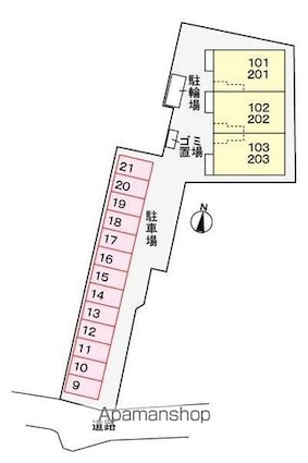 ピア六条Ⅱ[1LDK/45.09m2]の配置図