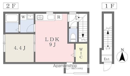 ボン・プレサージュ郡中[1LDK/39.37m2]の間取図