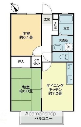 タートルハイツＡ[2DK/44.72m2]の間取図