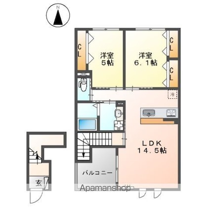 Ｐｅｅｒ　Ｍａｉｓｏｎ　Ⅱ[2LDK/61.52m2]の間取図