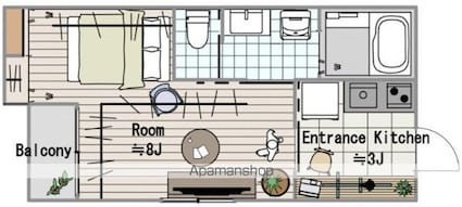 シーンプラス京成小岩[1K/25.67m2]の間取図