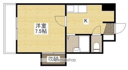 ルミノーソ三篠[1K/26.32m2]の間取図