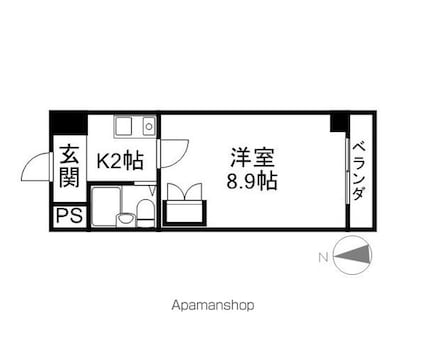 野路一番館[1K/22.4m2]の間取図