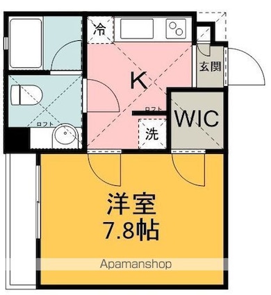 トレジャー霞ヶ関[1K/26.59m2]の間取図