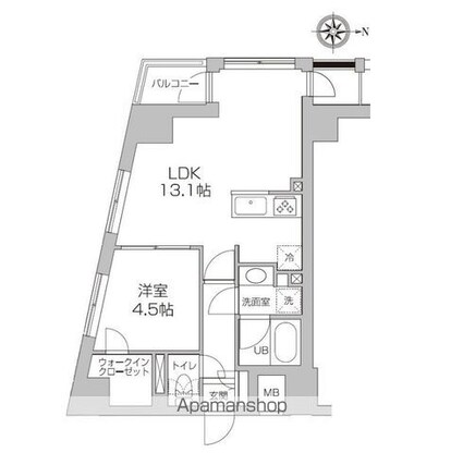 レジディア高円寺[1LDK/41.98m2]の間取図