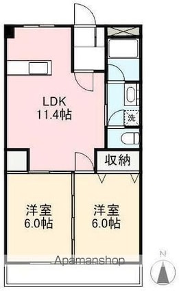 ヤマダビル[2LDK/49.4m2]の間取図