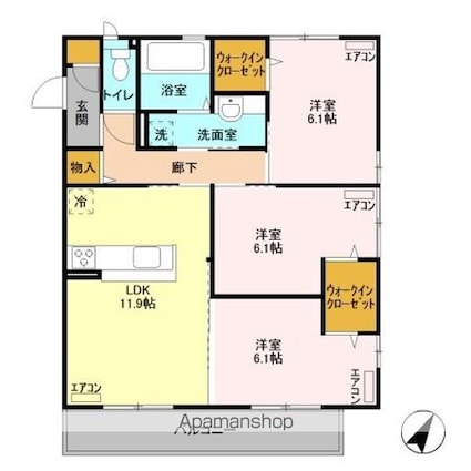 プラウドパークス　Ｔ[3LDK/71.12m2]の間取図