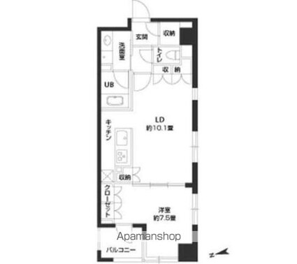 パークキューブ銀座イースト[1LDK/50.01m2]の間取図