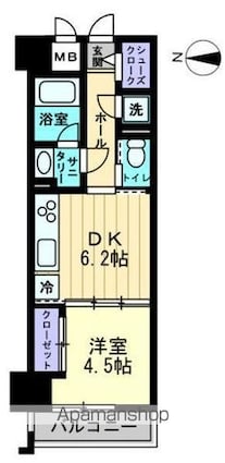 アルファレガロ中央町[1DK/31.82m2]の間取図