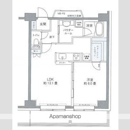 プライムアーバン豊洲[1LDK/47.2m2]の間取図
