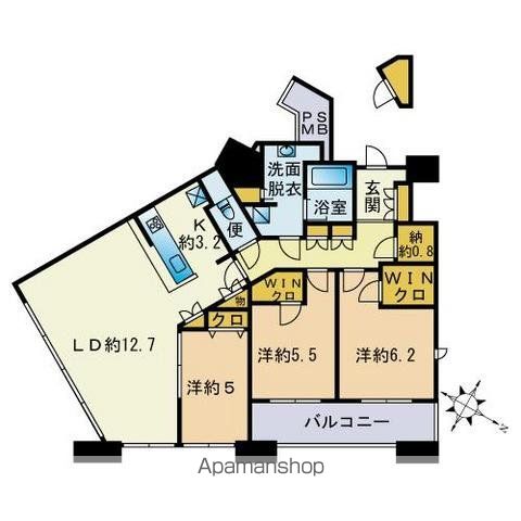 【福岡市東区香椎照葉のマンションの間取り】