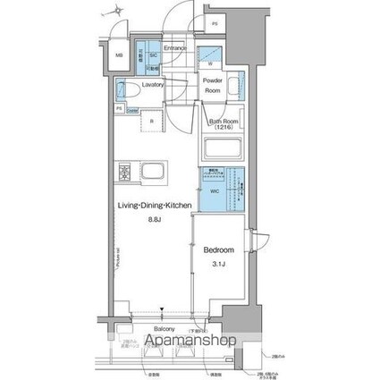 ルフォンプログレ本郷三丁目[1LDK/31.37m2]の間取図