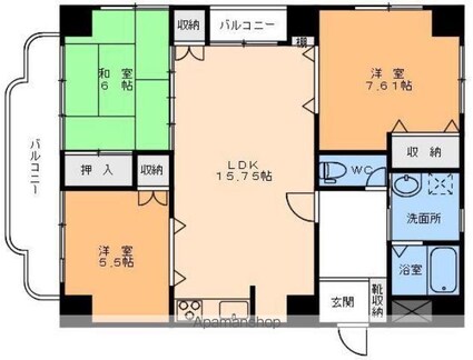 グランドステイタス道後[3LDK/75.48m2]の間取図