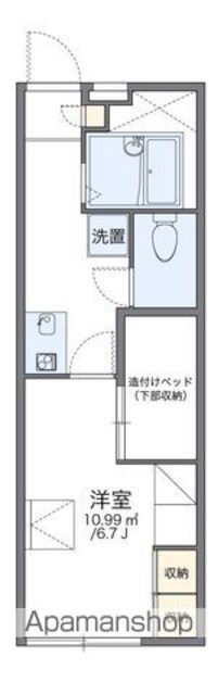 レオパレス飛鳥Ａ[1K/20.8m2]の間取図