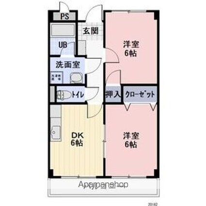 Ｌｉｍｐｉａアメニティーヒルズこいわい[2DK/43.74m2]の間取図