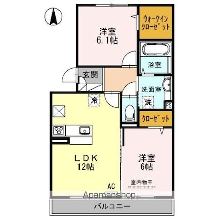 Ｊａｄｅ　Ａ棟[2LDK/58.07m2]の間取図