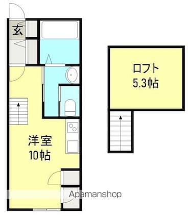 ドミール八代Ⅱ[1K/26.08m2]の間取図