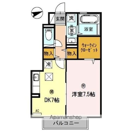 パルテール小雑賀[1DK/40.69m2]の間取図