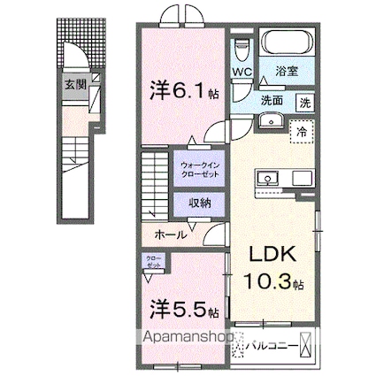 ニュー　ライズ　ガーデン[2LDK/58.57m2]の間取図
