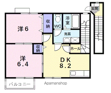 アルモニースクエアＢ[2DK/52.93m2]の間取図