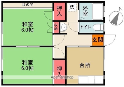 鷺コーポ[2K/42.97m2]の間取図