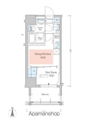 アーバネックス深川木場[1DK/25.2m2]の間取図