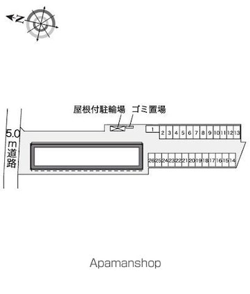 レオパレスアールフィールド三和[1K/23.61m2]の配置図