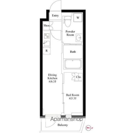 ハーモニーレジデンス中野坂上[1DK/25.67m2]の間取図