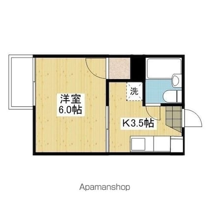 メゾンくわばら[1K/19.83m2]の間取図