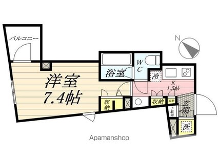 グランドコンシェルジュ用賀アジールコート[1K/24.58m2]の間取図