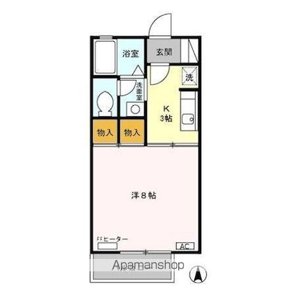 アネーロ和田　Ｂ[1K/26.78m2]の間取図