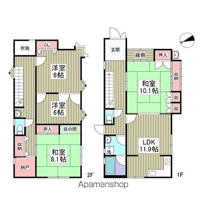 北烏山６丁目戸建[4SLDK/119.1m2]の間取図