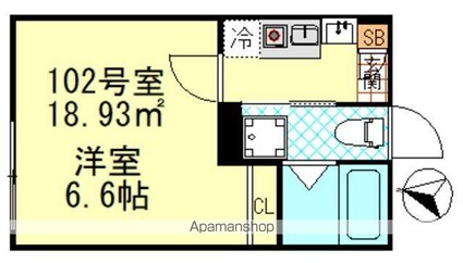 東京都葛飾区東四つ木４丁目[1K/18.93m2]の間取図