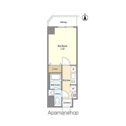 東京都世田谷区大原２丁目[1K/24.91m2]の間取図