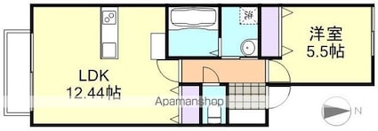 アルカンジュ四十瀬Ⅱ[1LDK/43.48m2]の間取図
