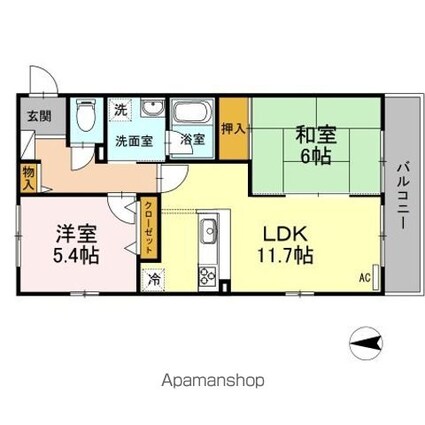 フローレンスＭＡＩ[2LDK/54.65m2]の間取図