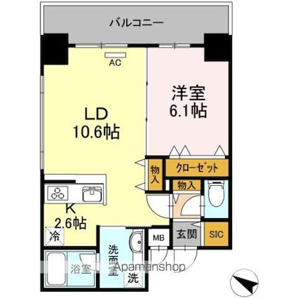 ハイムローゼⅦ[1LDK/45.02m2]の間取図