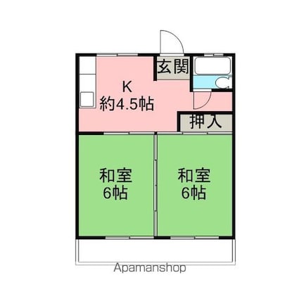 ハイツナカオカ[2K/40.32m2]の間取図