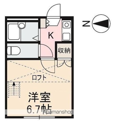 香川県高松市東山崎町[1K/18.7m2]の間取図