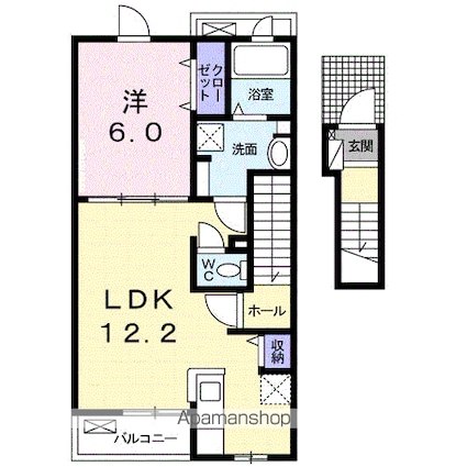 プラシードⅠ[1LDK/46.89m2]の間取図