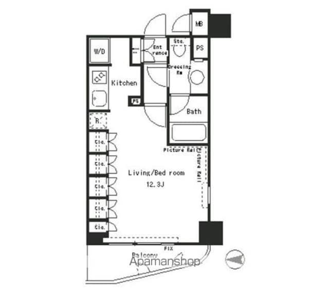東京都新宿区四谷４丁目[1R/32.78m2]の間取図