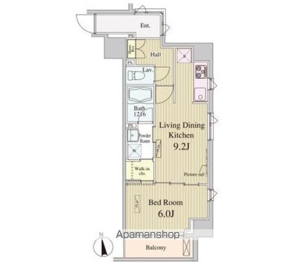 ＳＫーＯＮＥ市ヶ谷[1LDK/39.78m2]の間取図