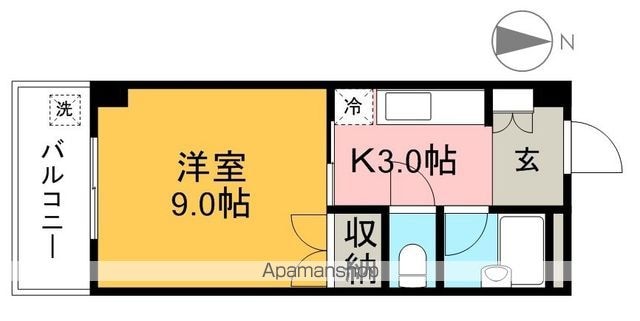 高知県高知市南万々[1K/23m2]の間取図
