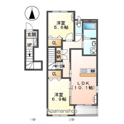 グリーン　ドエル[2LDK/57.93m2]の間取図