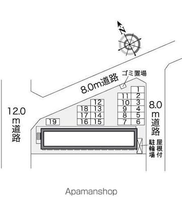 愛知県一宮市三ツ井５丁目[1K/21.81m2]の配置図