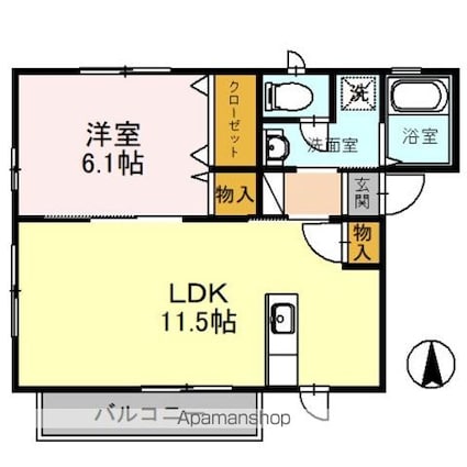 パル上野[1LDK/42.78m2]の間取図