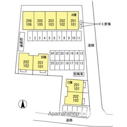 香川県高松市三谷町[1SLDK/45.27m2]の配置図