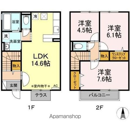 ユニティータウン　Ｄ[3LDK/81.02m2]の間取図