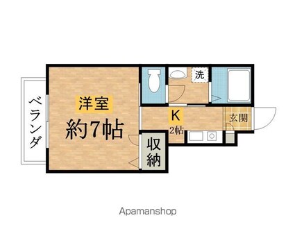 ポートハイツ[1K/23.4m2]の間取図