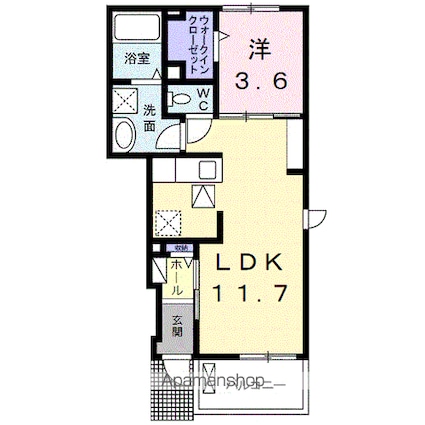 ソレイユＴ・Ｄ　Ⅲ[1LDK/37.81m2]の間取図